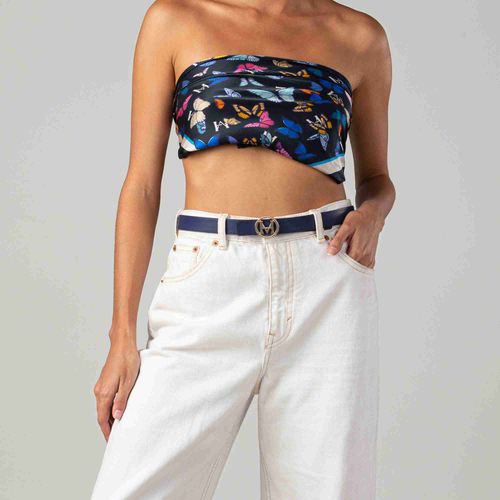 Belt Casual Monograma Circular Negro Morfo Azul