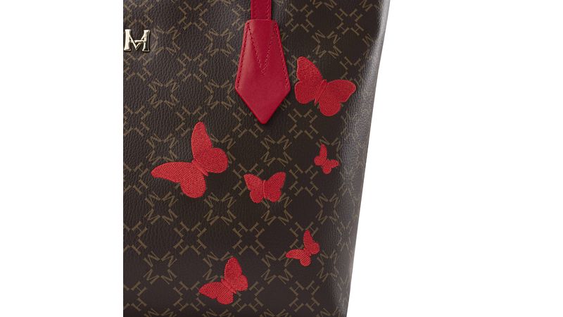 Tote Bag Medium Alas Café Rojo Mariposas - Mario Hernández