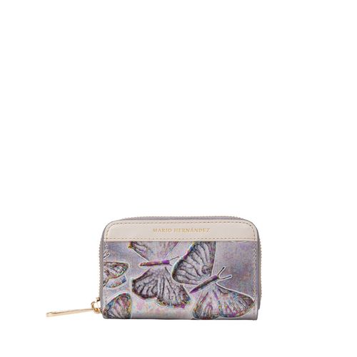 Coin Purse Key Chain Zip Mps Gris Mariposas