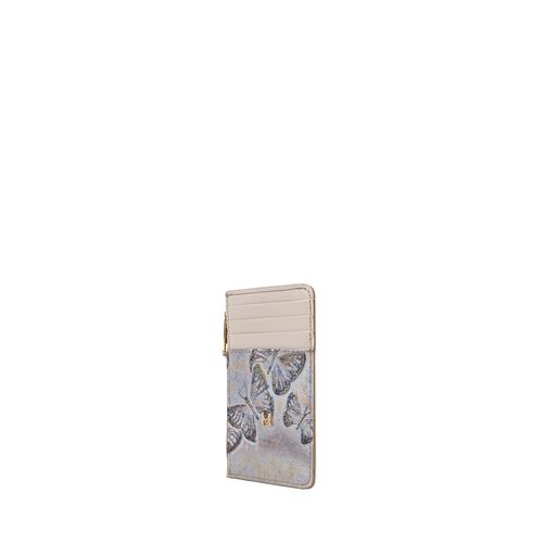 Card Holder 8 Card With Zip Gris Mariposas