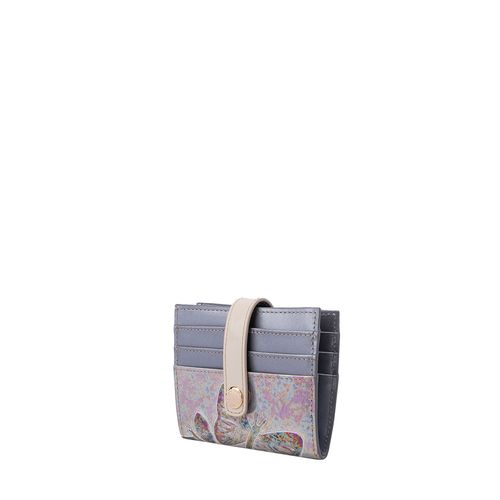 Card Holder With Clasp And Compartment Gris Mariposas