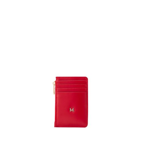 Card Holder 8 Cards With Zip Rojo Cayena Granate