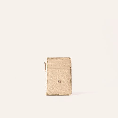 Card Holder 8 Cards With Zip Beige Sur
