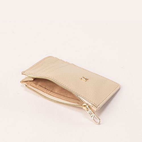 Card Holder 8 Cards With Zip Beige Sur