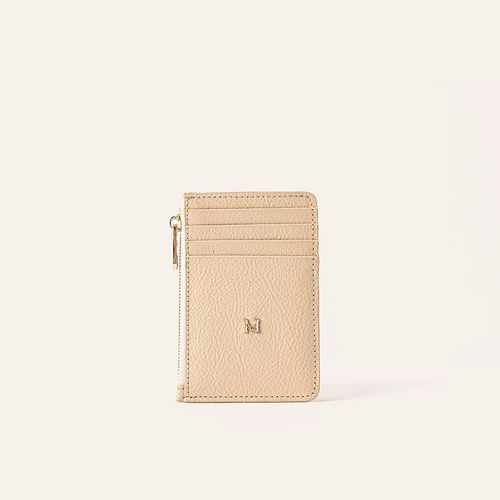 Card Holder 8 Cards With Zip Beige Sur