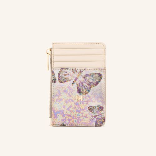 Card Holder 8 Card With Zip Gris Mariposas
