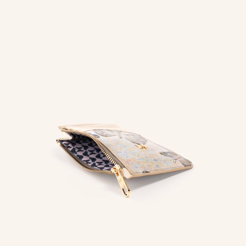 Card Holder 8 Card With Zip Gris Mariposas