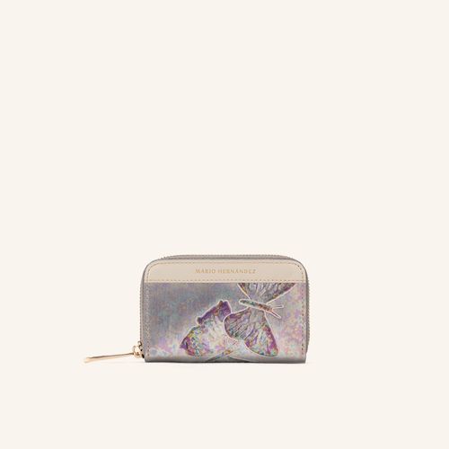 Coin Purse Key Chain Zip Mps Gris Mariposas
