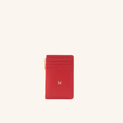 Card Holder 8 Cards With Zip Rojo Gris Sur