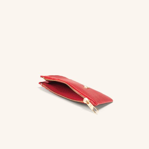 Card Holder 8 Cards With Zip Rojo Gris Sur