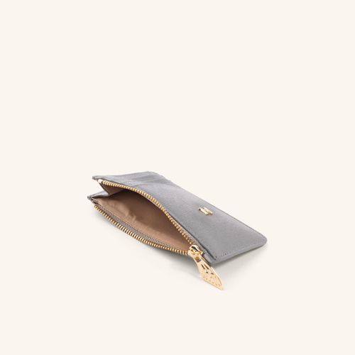 Card Holder 8 Cards With Zip Plateado Metalizado Fontana