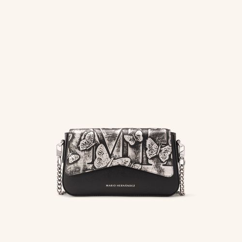 Crossbody Bag Alma With Chain Mediano Platino Mariposas