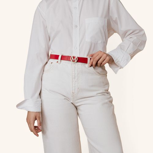 Casual Belt Monograma Circular Caramelo Rojo Cayena