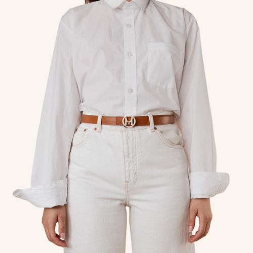 Casual Belt Monograma Circular Caramelo Rojo Cayena