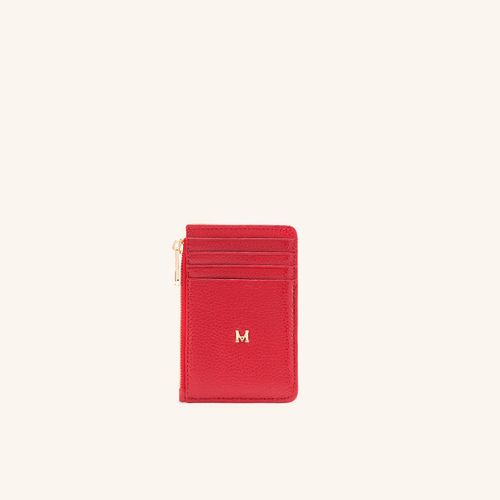 Card Holder 8 Cards With Zip Coral Rojo Granate