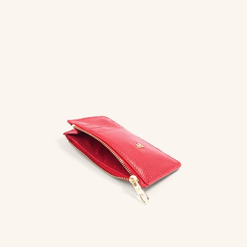 Card Holder 8 Cards With Zip Coral Rojo Granate