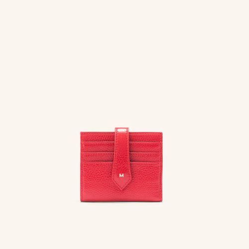 Card Holder With Clasp And Compartment Coral Rojo Granate