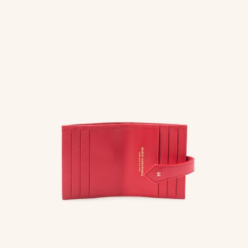 Card Holder With Clasp And Compartment Coral Rojo Granate