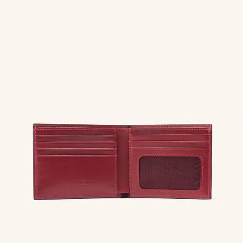 Wallet With Clear Window Negro Rojo Roble