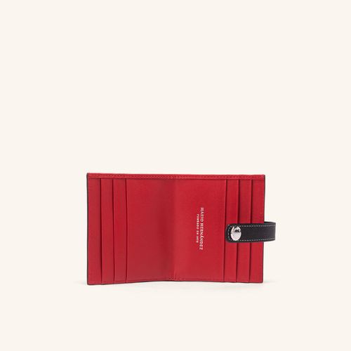 Card Holder With Clasp And Compartment Platino Mariposas