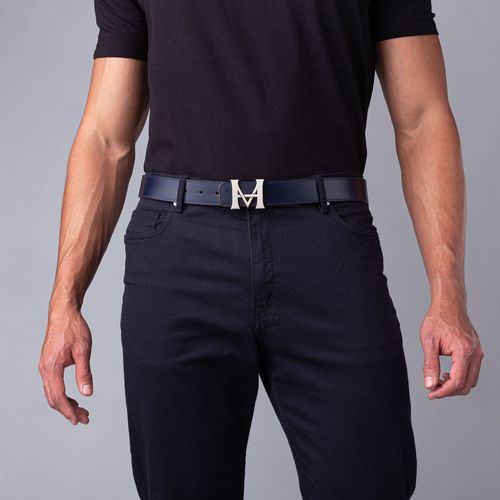 Belt Casual Monograma Double Face Indigo Caoba