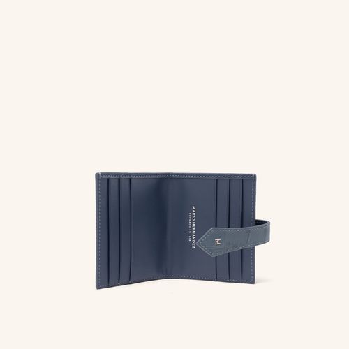 Card Holder With Clasp And Compartment Azul Siena
